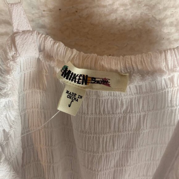 NWT Miken Swimwear Women's Small White Sleeveless Midi Dress Smocked‎ Cover-up - Picture 3 of 10